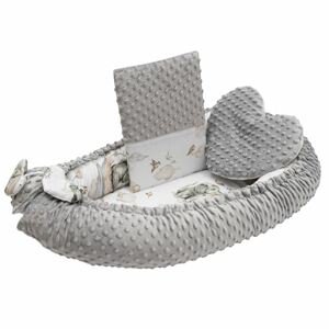 Luxusní hnízdečko s polštářkem a peřinkou New Baby Varianta: z Minky Sloníci bílo-šedé - šedá