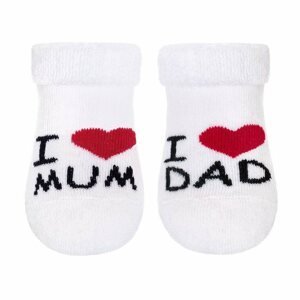 NEW BABY Kojenecké Varianta: froté ponožky New Baby I Love Mum and Dad - bílá/62 (3-6m)
