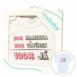 Body s potiskem New Baby 50% MAMINKA + 50% TATÍNEK - 100% JÁ Varianta: růžové - dárkové balení - bílá/50