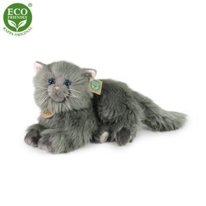 RAPPA Plyšová kočka perská šedá ležící 30 cm ECO-FRIENDLY