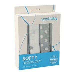 Látkové bavlněné pleny New Baby Softy s potiskem 70 x 70 cm 4 ks Varianta: šedo-bílé - šedá
