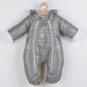 Zimní kojenecká kombinéza s kapucí a oušky New Baby Pumi Varianta: grey - šedá/56 (0-3m)