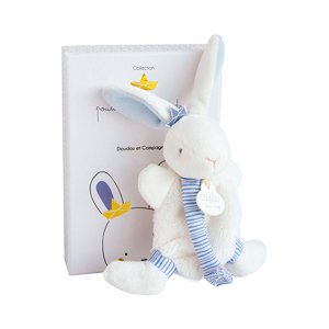 Doudou et Compagnie Paris Doudou Hračka s úchytem na dudlík králíček 15 cm modrý