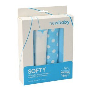 Látkové bavlněné pleny New Baby Softy s potiskem 70 x 70 cm 4 ks Varianta: tyrkysovo-bílé - tyrkysová
