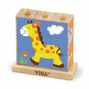 Dřevěné magnetické puzzle 3D kostky Viga Varianta: ZOO - multicolor
