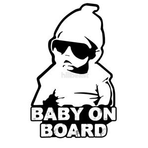Dudlu Nálepka na sklo auta - Baby on board - bílá