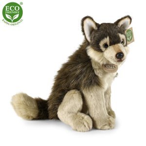 RAPPA Plyšový vlk sedící 28 cm ECO-FRIENDLY