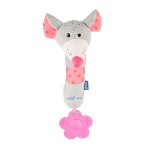 Dětská pískací plyšová hračka s kousátkem Baby Mix Varianta: myška - šedá