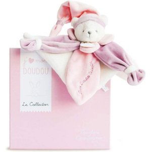 Doudou et Compagnie Paris Doudou Dárková sada - plyšový usínáček růžový medvídek 24 cm