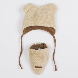 Zimní kojenecká čepička s šátkem na krk New Baby Teddy bear Varianta: béžová/86 (12-18m)