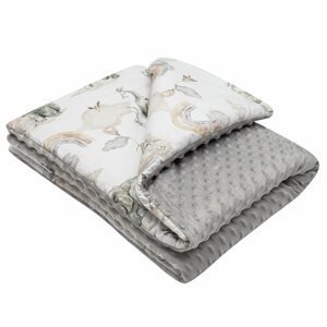 Dětská deka z Minky s výplní New Baby Varianta: Sloníci bílo- 80x102 cm - šedá