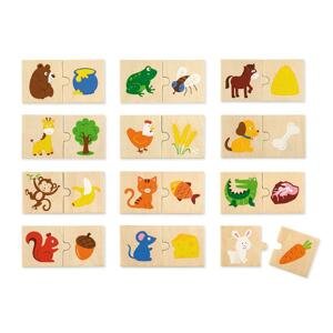 Dřevěné puzzle Viga Krmení zvířátek - multicolor