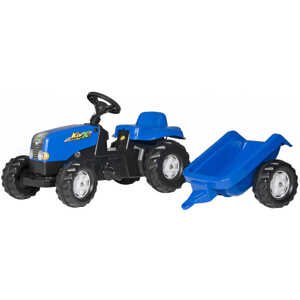ROLLY TOYS Traktor dětský šlapací Rolly Kids modrý set s vlečkou 130x42x39cm