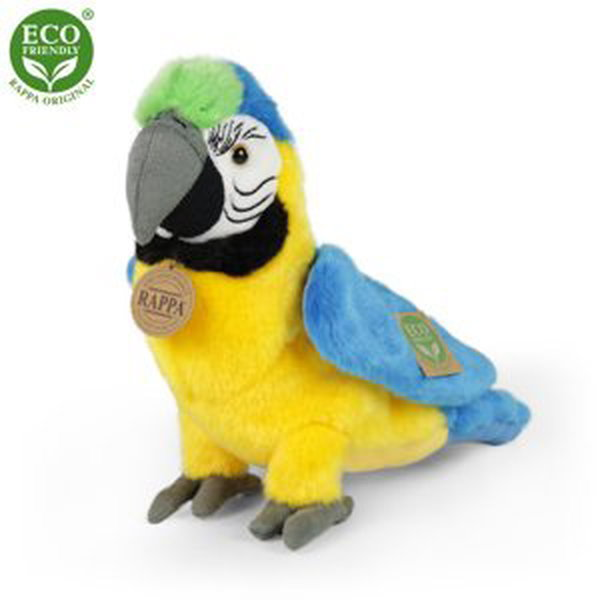 RAPPA Plyšový papoušek modro žlutý Ara Ararauna 24 cm ECO-FRIENDLY