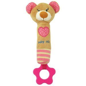 Dětská pískací plyšová hračka s kousátkem Baby Mix Varianta: Medvídek - růžová