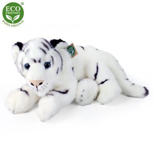 RAPPA Plyšový tygr bílý ležící 36 cm ECO-FRIENDLY