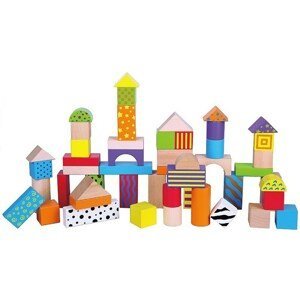 Dřevěné kostky pro děti Viga Barevné 50 dílů - multicolor