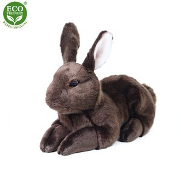 RAPPA Plyšový králík hnědý ležící 36 cm ECO-FRIENDLY