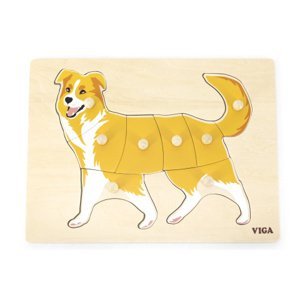 Dudlu Dřevěná montessori vkládačka - pes