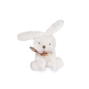 Doudou et Compagnie Paris Doudou Plyšový králíček s šátkem 12 cm krémová s kytičkami