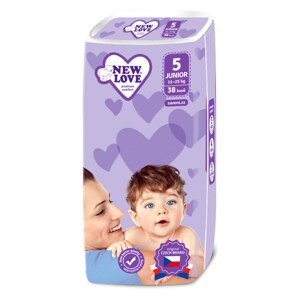Dětské jednorázové pleny New Love Premium comfort Varianta: 5 JUNIOR 11-25 kg 38 ks - bílá