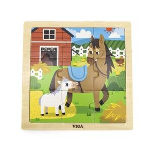 Dřevěné puzzle pro nejmenší Viga Varianta: 9 ks Koníci - multicolor