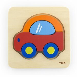 Dřevěné puzzle pro nejmenší Viga Auto - multicolor