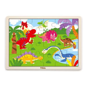 Dřevěné puzzle 16 dílků - dinosauři