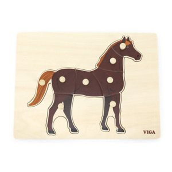 Dudlu Dřevěná montessori vkládačka - kůň