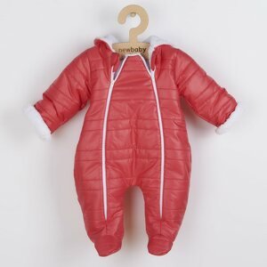 Zimní kojenecká kombinéza s kapucí a oušky New Baby Pumi Varianta: red raspberry - černá/56 (0-3m)