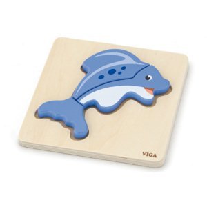 Dudlu Dřevěné puzzle pro nejmenší - delfín