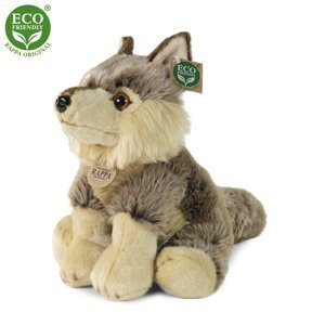 RAPPA Plyšový vlk sedící 30 cm ECO-FRIENDLY