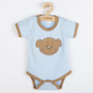 Kojenecké bavlněné body s krátkým rukávem New Baby BrumBrum Varianta: blue brown - modrá/80 (9-12m)