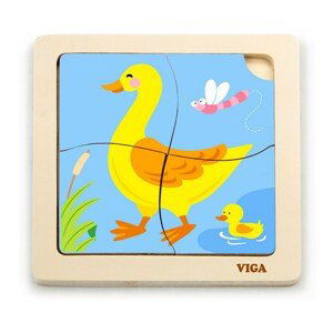 Dřevěné puzzle pro nejmenší Viga Varianta: 4 ks Kačenka - multicolor