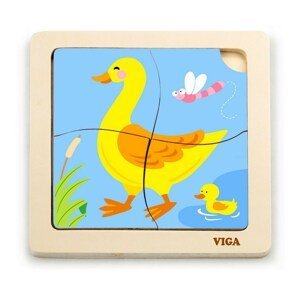 Dřevěné puzzle pro nejmenší Viga Varianta: 4 ks Kačenka - multicolor