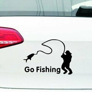 Dudlu Nálepka na auto - Go Fishing (Černá)