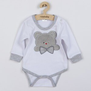 Luxusní kojenecké body s dlouhým rukávem New Baby Honey Bear s 3D aplikací Varianta: bílá/68 (4-6m)