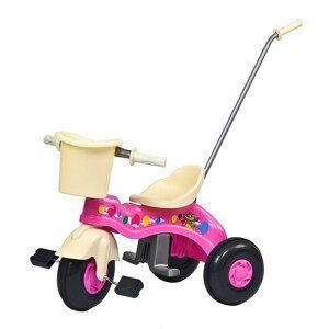 Dětská šlapací tříkolka s vodící tyčí BAYO JUNIOR Varianta: růžová