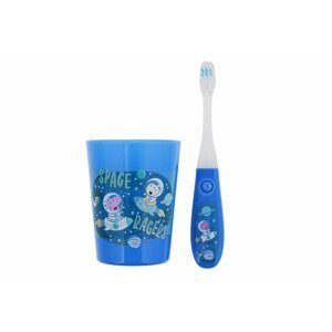 Dudlu Dětský zubní kartáček s časovačem modrý - Vesmírné závody