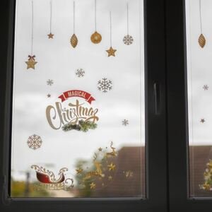 Dudlu Vánoční nálepky na okno - zlaté ozdoby