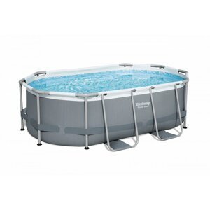 Dudlu Nadzemní bazén Power Steel Oval šedý, kartušová filtrace, 3,05m x 2,00m x 84cm