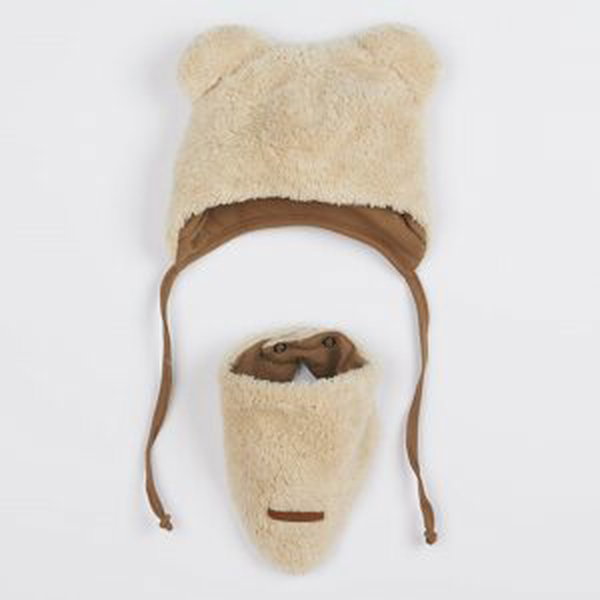 Zimní kojenecká čepička s šátkem na krk New Baby Teddy bear Varianta: béžová/74 (6-9m)