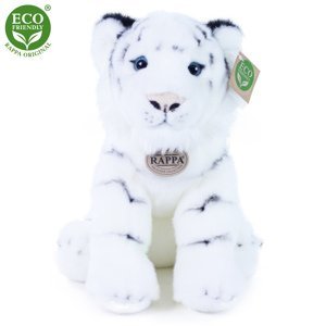 RAPPA Plyšový tygr bílý sedící 30 cm ECO-FRIENDLY