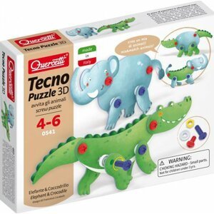 Quercetti 00541 Tecno Puzzle 3D - slon a krokodýl