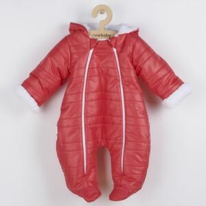 Zimní kojenecká kombinéza s kapucí a oušky New Baby Pumi Varianta: red raspberry - černá/62 (3-6m)