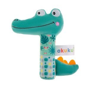 Dětská pískací plyšová hračka s chrastítkem Akuku Varianta: Krokodýl - zelená