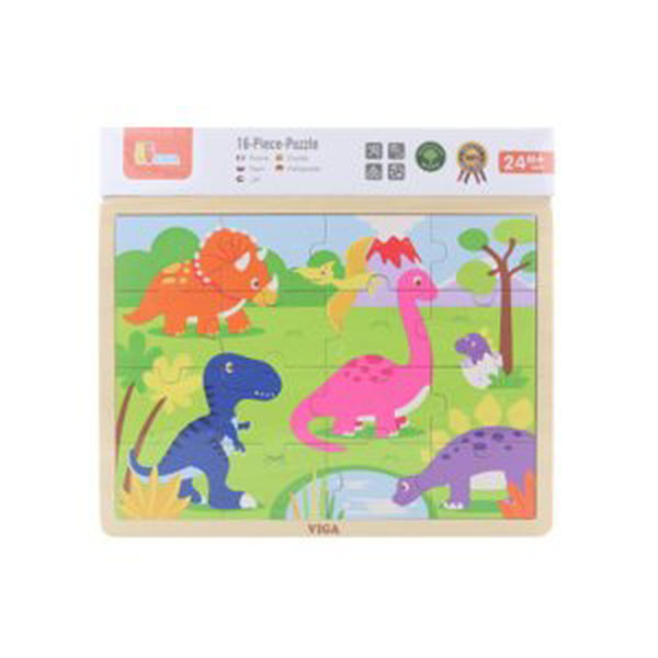 Dudlu Dřevěné puzzle 16 dílků - dinosauři