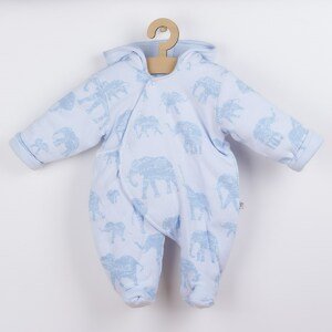 Zateplená kojenecká kombinéza s kapucí Baby Service Sloni Varianta: modrá/68 (4-6m)