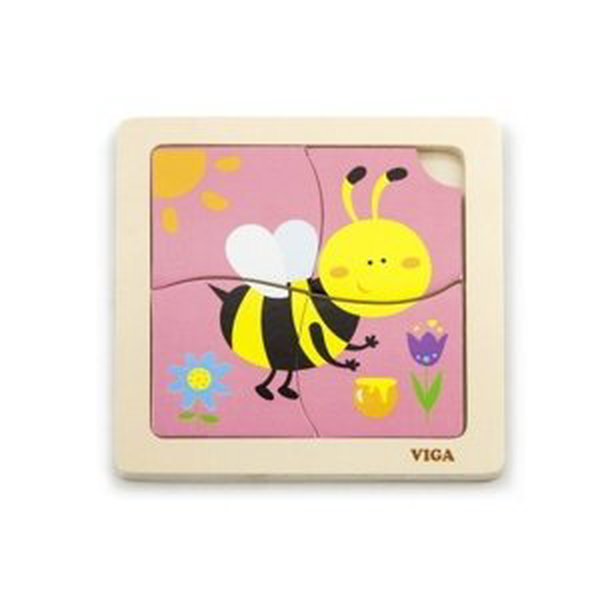 Dudlu Dřevěné puzzle 4 dílky - včela