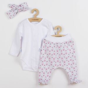 3-dílná bavlněná kojenecká souprava New Baby Kiddy Varianta: bílo-růžová - bílá/68 (4-6m)
